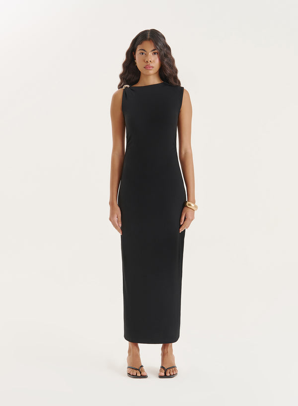 4th & reckless Black Sleeveless Gathered Maxi Dress- Lola