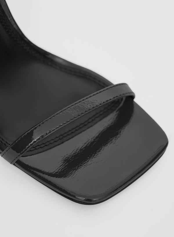 4th & Reckless Black Strappy Heeled Patent Sandal- Berlin