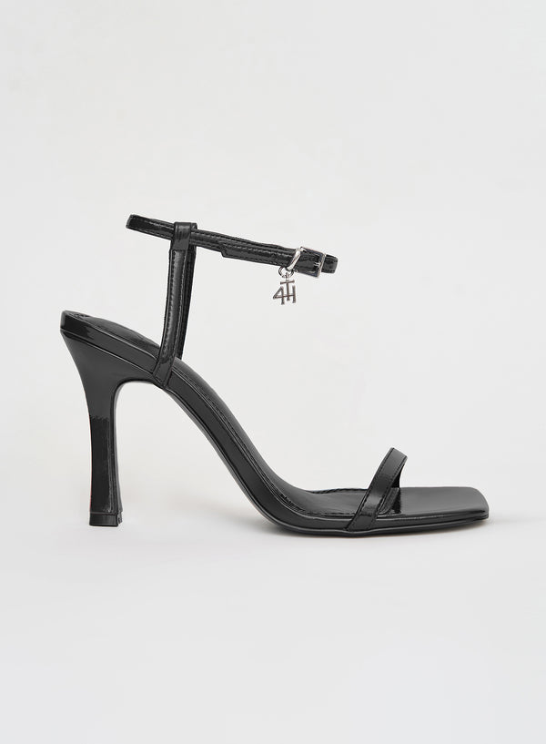 4th & reckless Black Strappy Heeled Patent Sandal- Berlin
