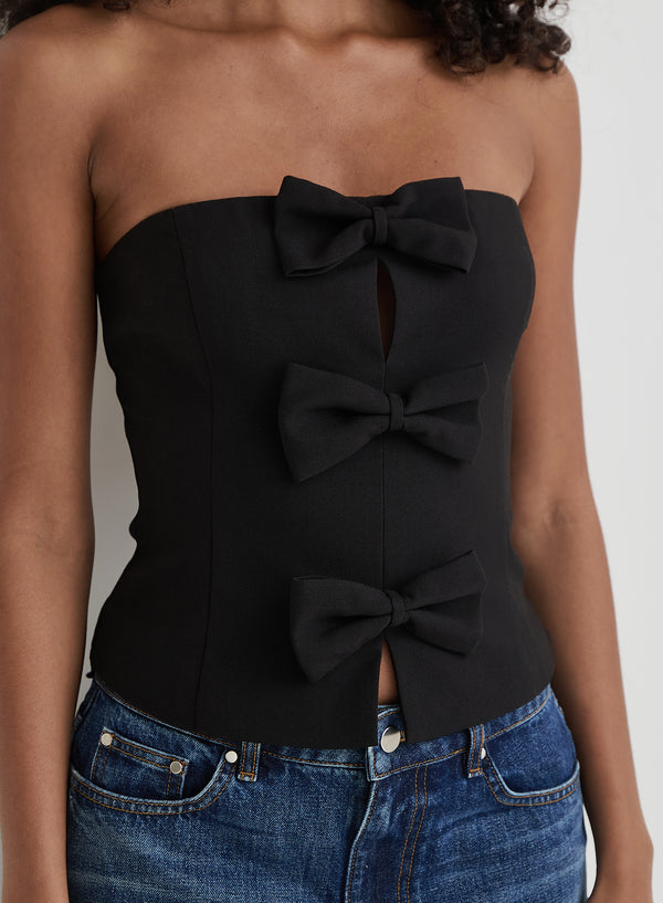 4th & Reckless Black Tailored Bow Detail Corset- Luisa