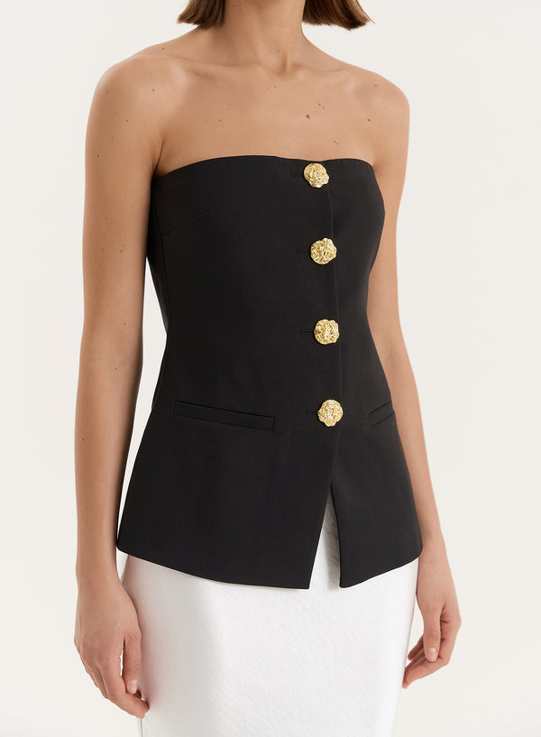 4th & Reckless Black Tailored Gold Button Corset- Clare