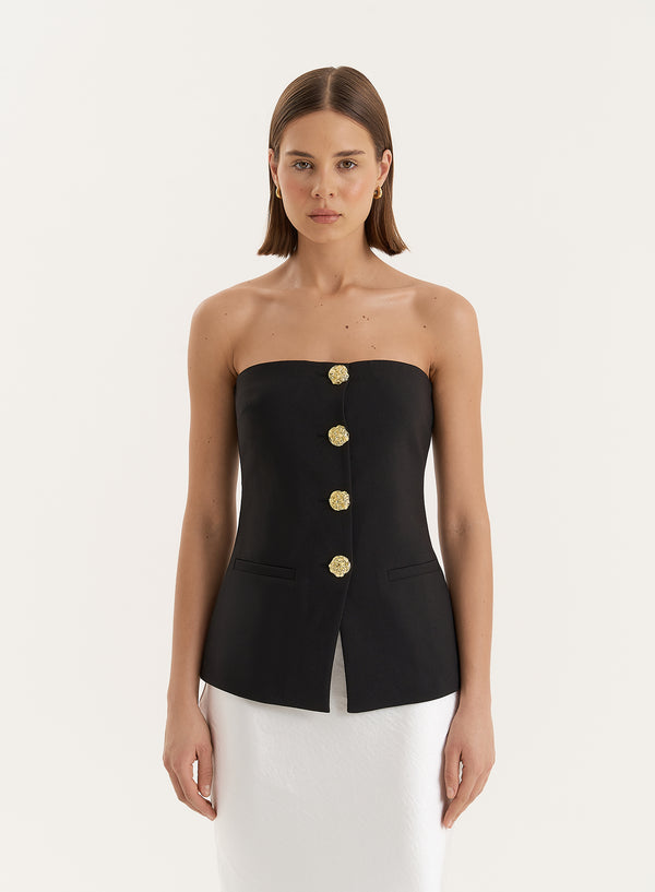4th & reckless Black Tailored Gold Button Corset- Clare
