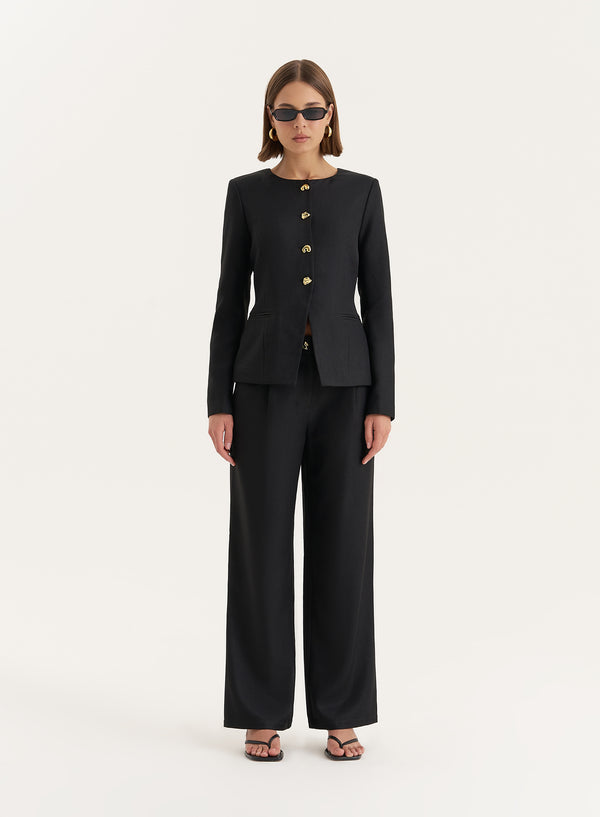 4th & reckless Black Tailored Straight Leg Trouser- Polly