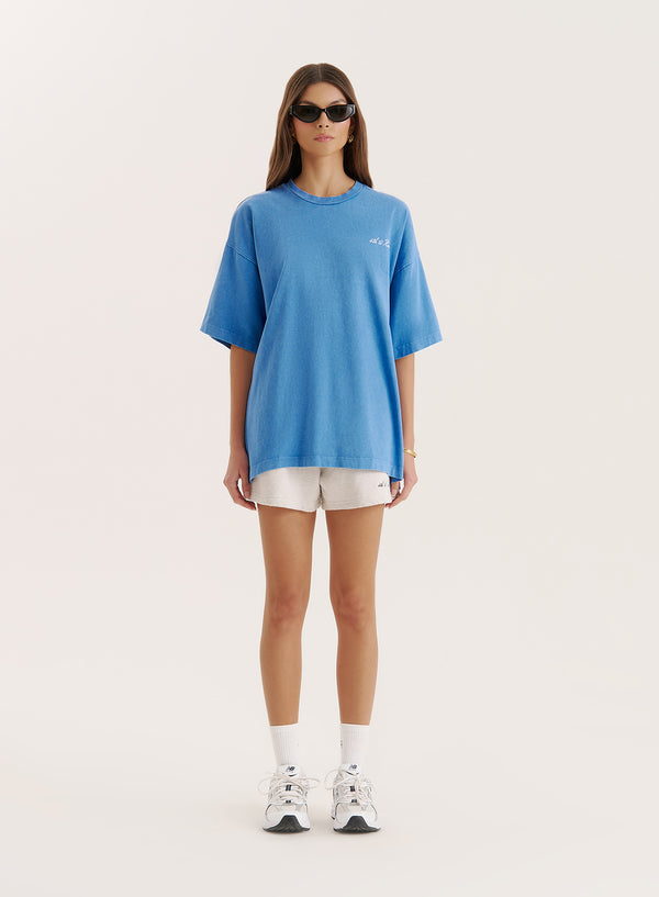 4th & reckless Blue Acid Wash Back Graphic Printed T-Shirt- Mia