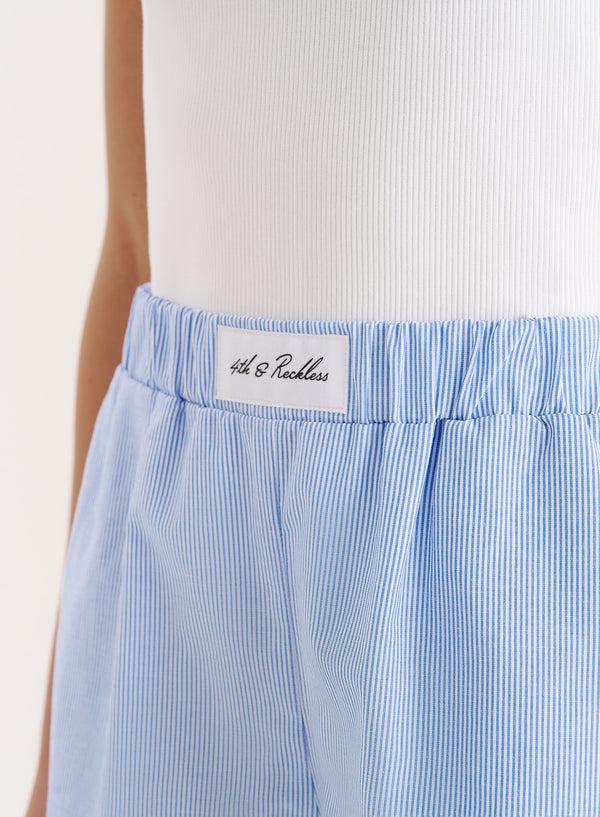4th & Reckless Blue And White Stripe Cotton Boxer Short- Via
