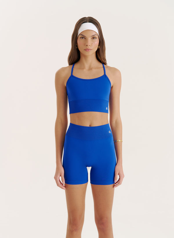 4th & reckless Blue Racer Back Seamless Sports Bra- Jenna