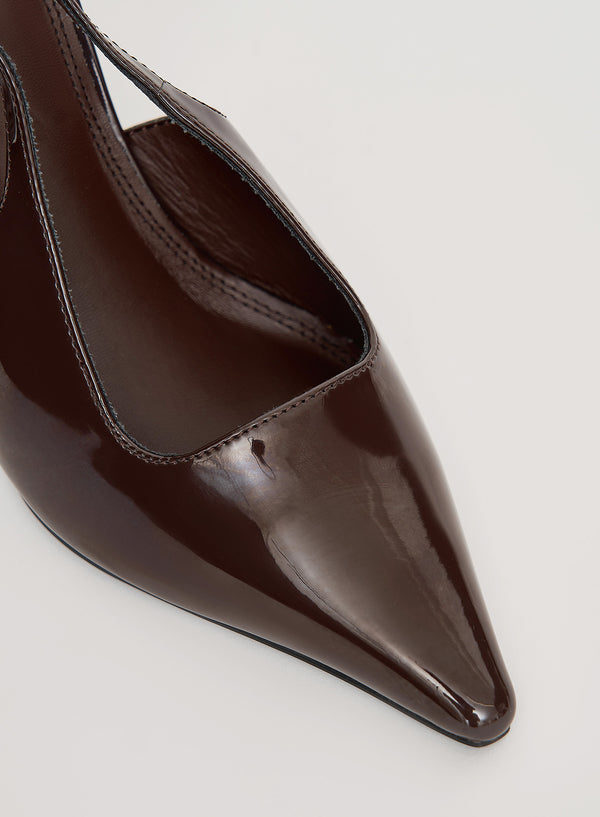 4th & Reckless Brown Patent Slingback Contrast Heel- Calabasas
