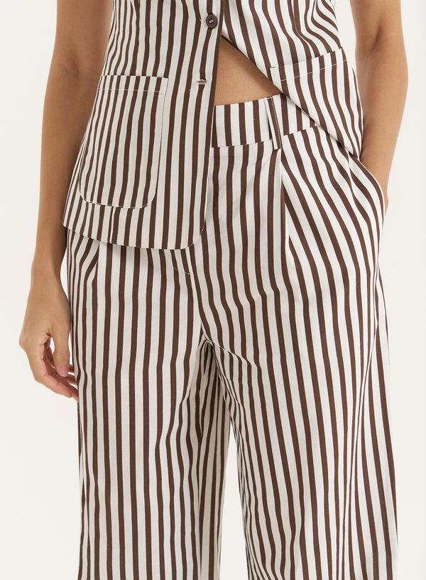 4th & Reckless Brown Stripe Straight Leg Trouser- Lisa
