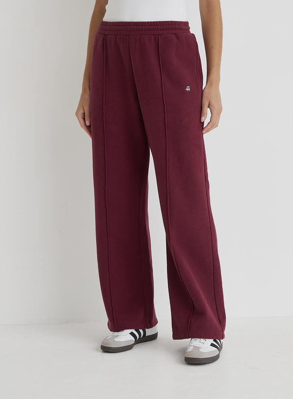 4th & Reckless Burgundy 4th Wide Leg Branded Joggers- Fergie