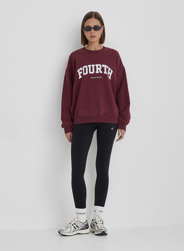 4th & Reckless Burgundy Distressed Fourth Slogan Oversized Sweatshirt- Rylee