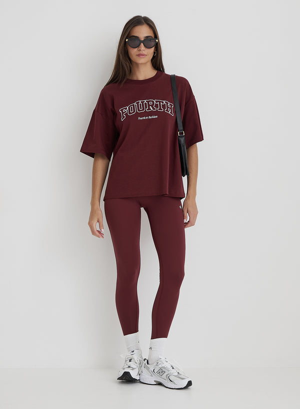 4th & Reckless Burgundy Fourth Slogan Oversized Tee- Finley
