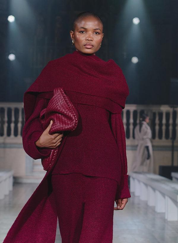 4th & Reckless Burgundy Slouchy Knitted Jumper With Scarf - Remy