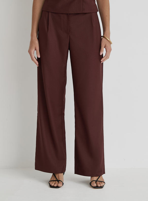 4th & Reckless Burgundy Tailored Straight Leg Trouser- Crea