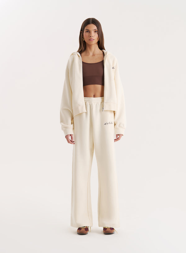 4th & Reckless Buttercream 4th Wide Leg Branded Joggers- Fergie