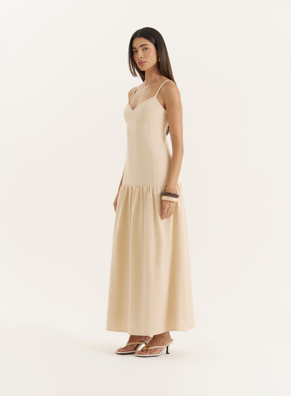 4th & Reckless Buttercream Linen Blend Drop Waist Maxi Dress- Trisha