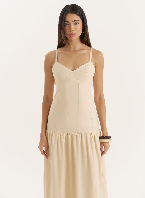 4th & Reckless Buttercream Linen Blend Drop Waist Maxi Dress- Trisha