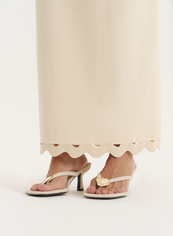 4th & Reckless Buttercream Scallop Trim Maxi Skirt- Coral