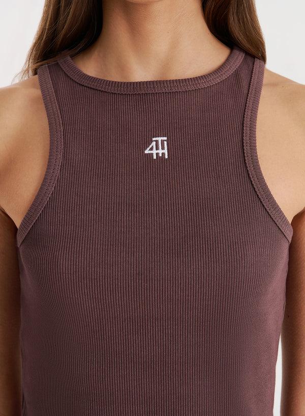 4th & Reckless Chocolate 4th Branded Racer Vest Top- Everyday