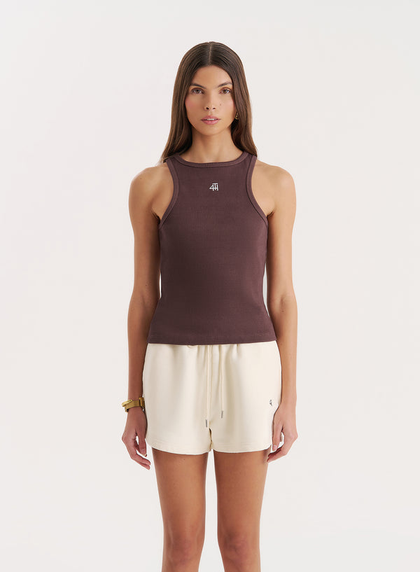 4th & reckless Chocolate 4th Branded Racer Vest Top- Everyday