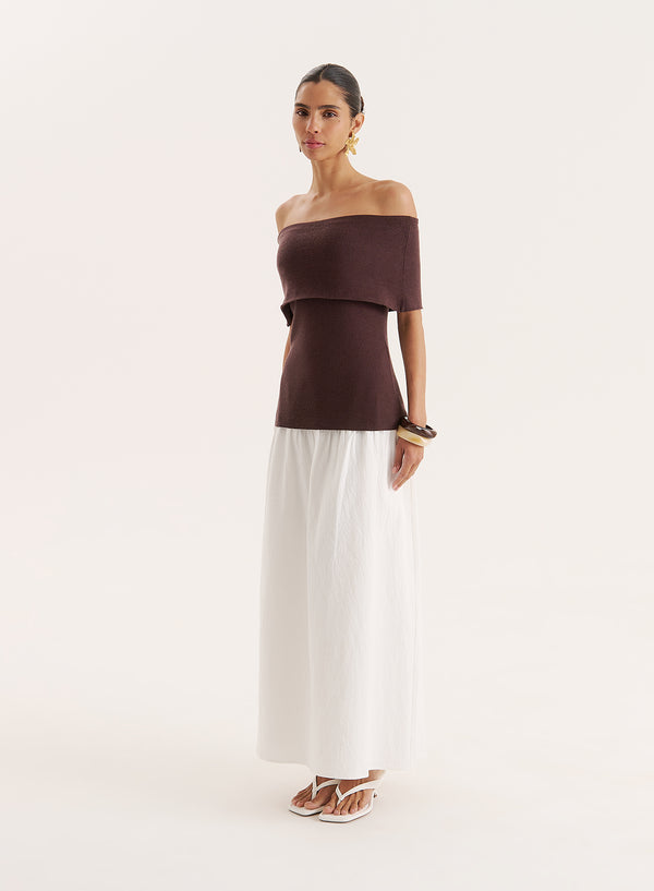 4th & Reckless Chocolate Bandeau Longline Knitted Top- Marsha