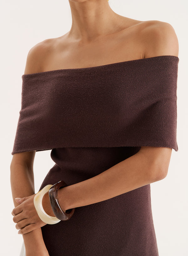 4th & Reckless Chocolate Bandeau Longline Knitted Top- Marsha