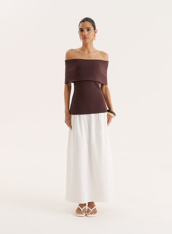 4th & Reckless Chocolate Bandeau Longline Knitted Top- Marsha