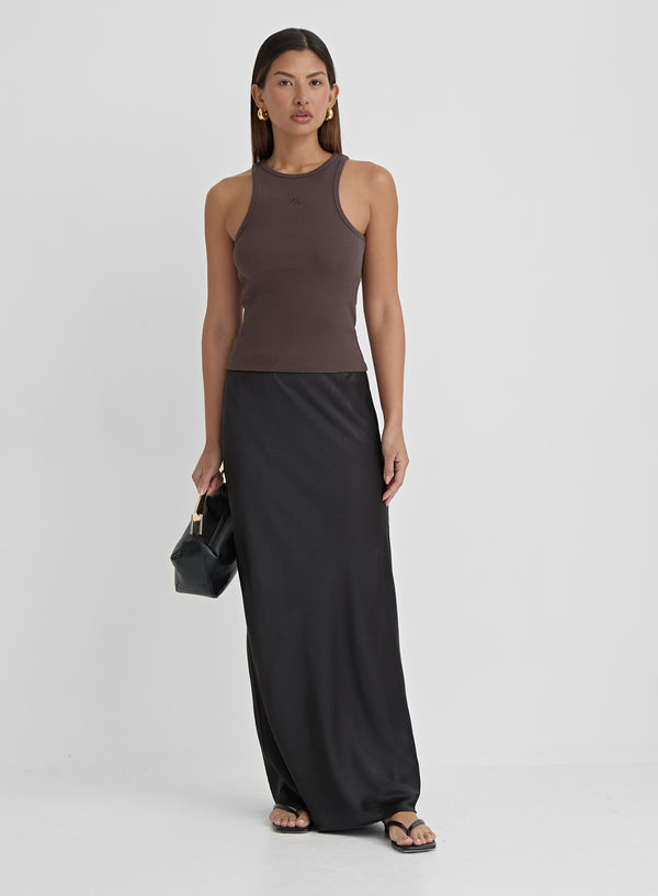 4th & Reckless Chocolate Brown 4th Branded Racer Vest Top- Everyday