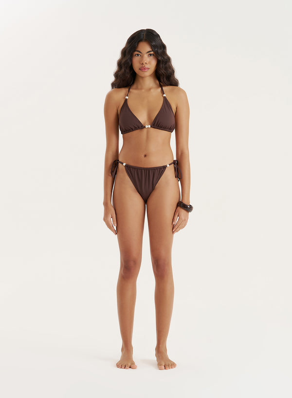 4th & reckless Chocolate Brown Tie Side Bikini Bottom- Jaya
