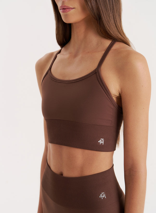 4th & Reckless Chocolate Racer Back Seamless Sports Bra- Jenna