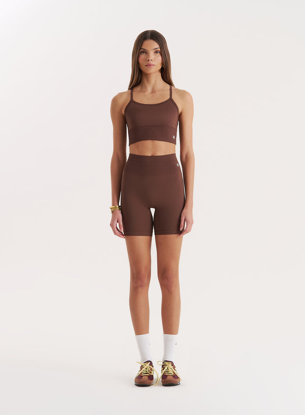 4th & Reckless Chocolate Racer Back Seamless Sports Bra- Jenna