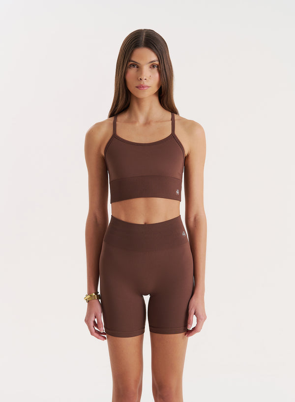 4th & reckless Chocolate Racer Back Seamless Sports Bra- Jenna