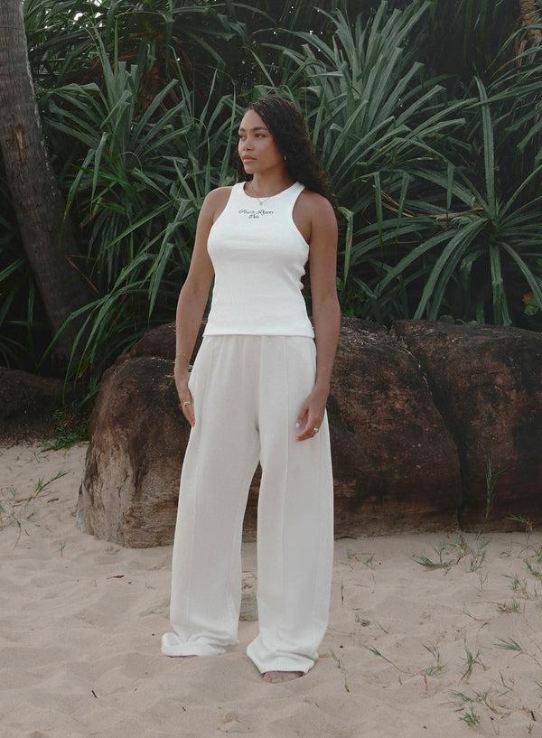 4th & Reckless Cream 4th Wide Leg Branded Jogger- Fergie