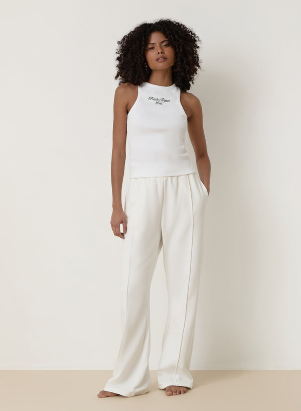 4th & Reckless Cream 4th Wide Leg Branded Jogger- Fergie