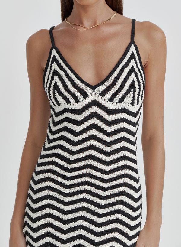 4th & Reckless Cream And Black Stripe Knitted Maxi Dress- Yvette