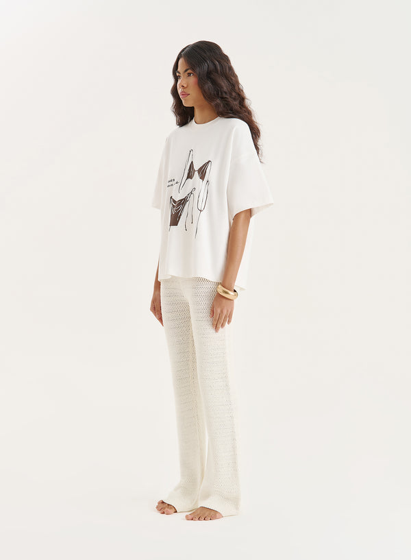 4th & Reckless Cream Bikini Graphic Oversized T-Shirt- Allie