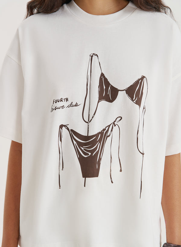 4th & Reckless Cream Bikini Graphic Oversized T-Shirt- Allie