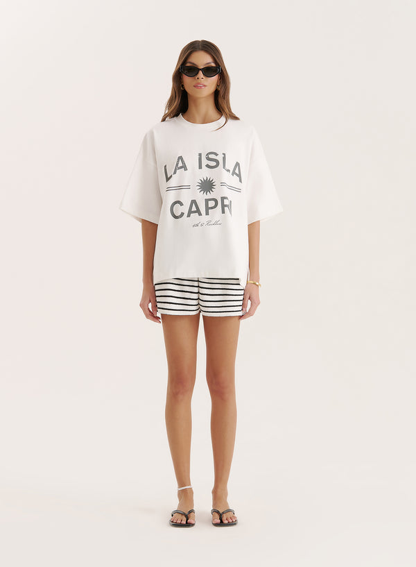 4th & Reckless Cream Capri Slogan Oversized T-Shirt- Capri