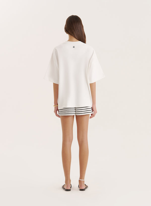 4th & Reckless Cream Capri Slogan Oversized T-Shirt- Capri