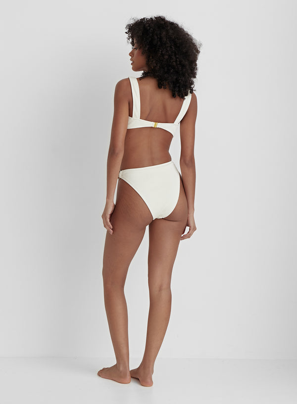 4th & Reckless Cream Crinkle Tortoiseshell Bikini Bottom- Faie