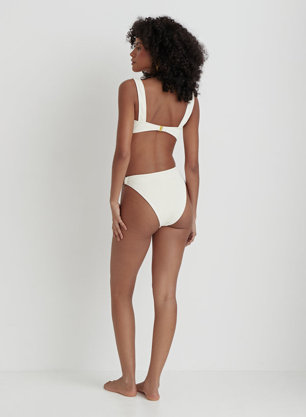 4th & Reckless Cream Crinkle Tortoiseshell Bikini Top- Faie