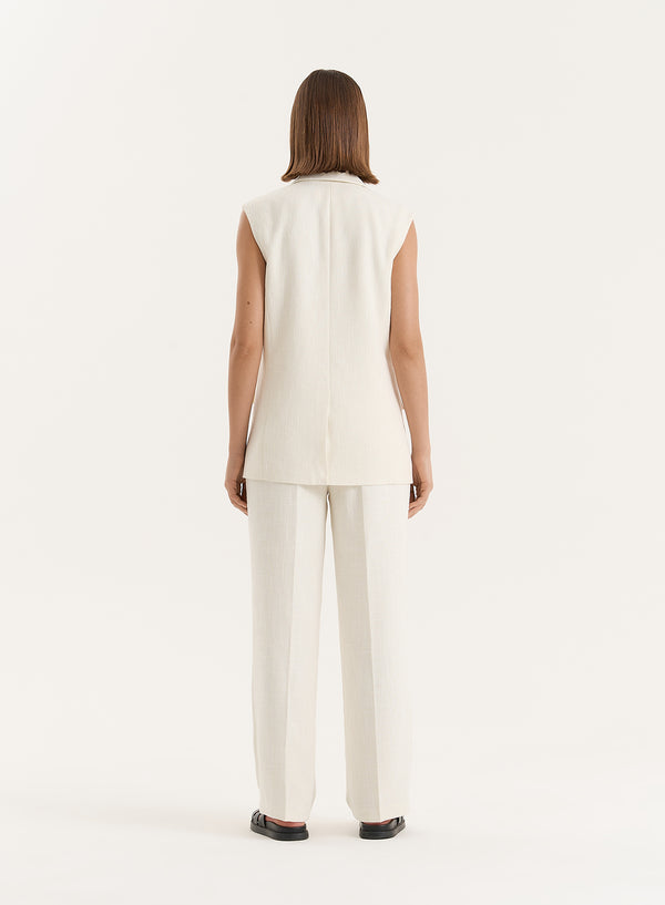 4th & Reckless Cream Double Breasted Longline Waistcoat- Georgia