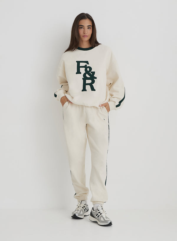 4th & Reckless Cream F&R Branded Relaxed Oversized Sweatshirt- Sloane