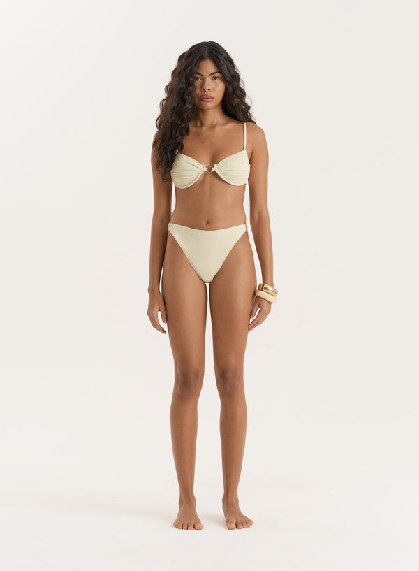 4th & Reckless Cream Gold Buckle Underwired Bikini Top-Mayci