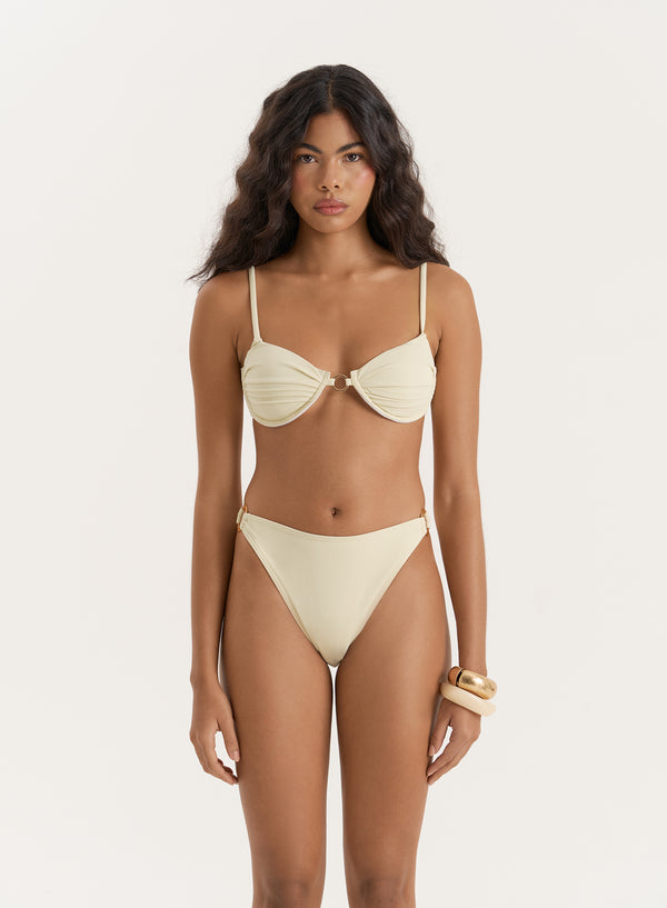 4th & reckless Cream Gold Buckle Underwired Bikini Top-Mayci