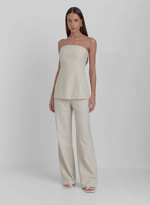 4th & Reckless Cream Linen Look Longline Corset Top-Liana