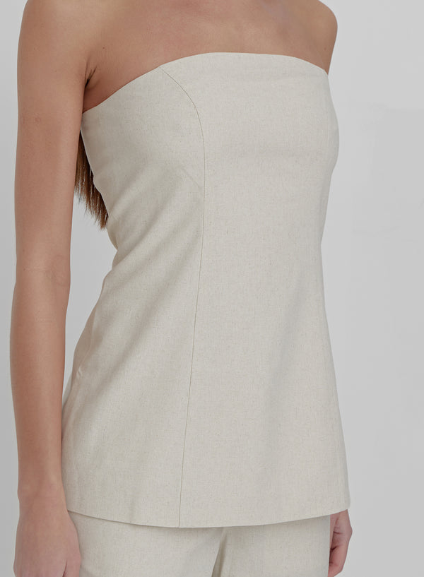 4th & Reckless Cream Linen Look Longline Corset Top-Liana