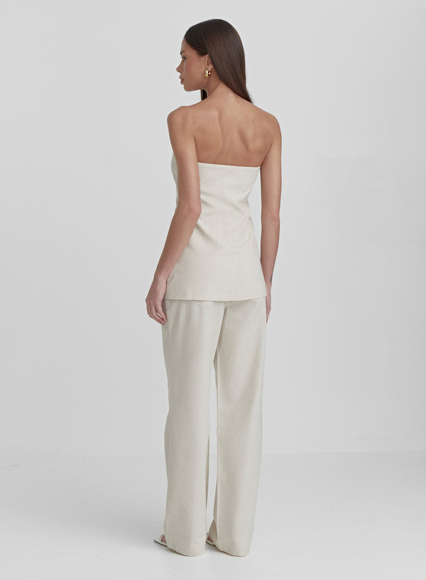4th & Reckless Cream Linen Look Longline Corset Top-Liana