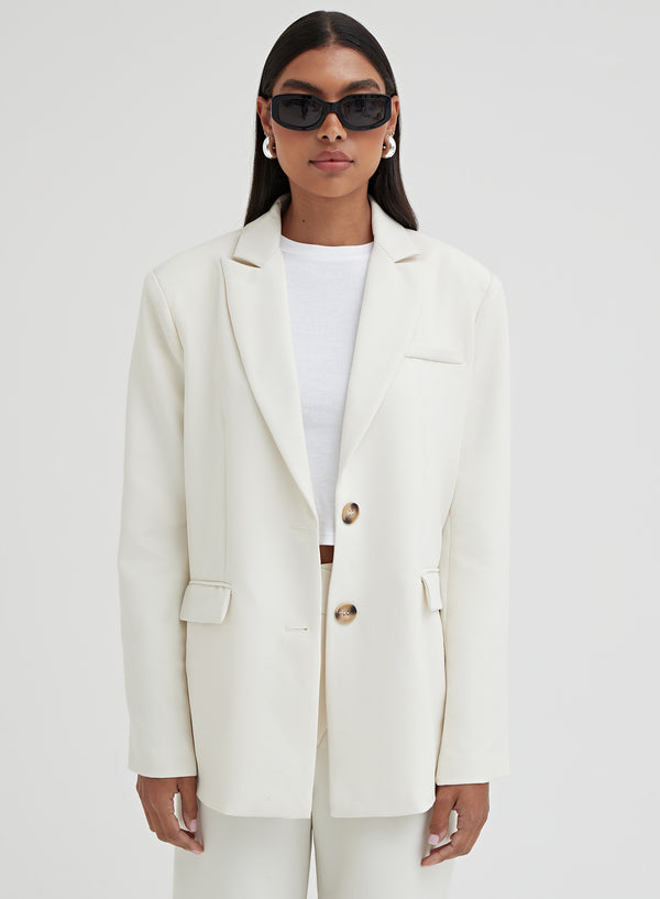 4th & reckless Cream Oversized Single Breasted Blazer – Georgina
