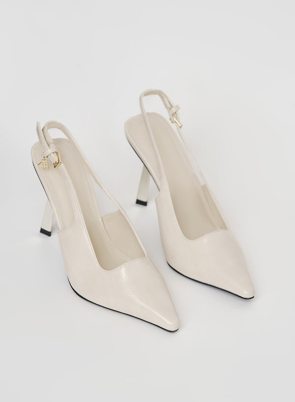4th & Reckless Cream Patent Slingback Contrast Heel- Calabasas