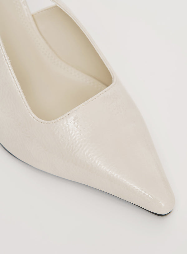 4th & Reckless Cream Patent Slingback Contrast Heel- Calabasas